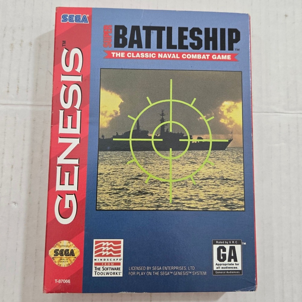 Sega Genesis Super Battleship CIB Cardboard Box Manual Inserts 1993 Vintage
